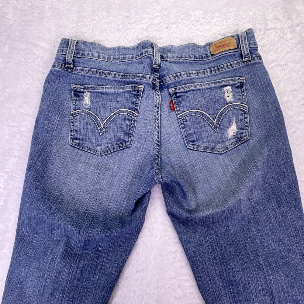 Y2K Levi's 524 Superlow Womens 9M LowRise Distressed Stretch Skinny Jean (30x31) - Picture 4 of 11